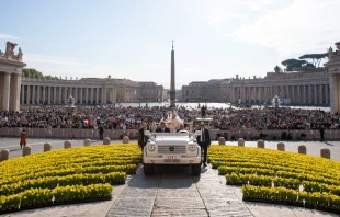 Foto referencial del Papa Francisco en la Plaza de San Pedro. Cru00e9dito: Daniel Ibu00e1u00f1ez/ACI Prensa 