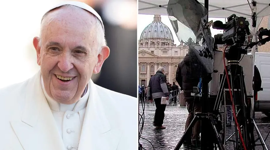 El Papa Francisco y algunas cámaras de TV. Foto: ACI Prensa?w=200&h=150