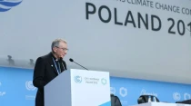 El Cardenal Parolin en su intervenciu00f3n en la Cumbre del clima. Foto: COP24