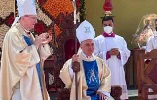El Cardenal Parolin y el nuevo Nuncio en la Repu00fablica Democru00e1tica del Congo y Gabu00f3n, el Arzobispo mexicano Javier Herrera Corona. Cru00e9dito: CEM 