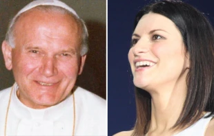 San Juan Pablo II / Cru00e9dito: www.gov.pl (CC BY 3.0 PL). Laura Pausini / Cru00e9dito: Flickr de Jesu00fas Llopis  (CC BY-NC-ND 2.0).  