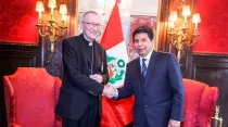 Pedro Castillo se reúne con el Secretario de Estado de la Santa Sede, Pietro Parolin, el 21 de septiembre de 2022. Crédito: Presidencia del Perú