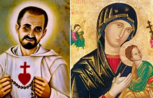 San Charles de Foucauld. Cru00e9dito: ACI Prensa / Virgen del Perpetuo Socorro. Cru00e9dito: Dominio Pu00fablico - Wikimedia Commons 