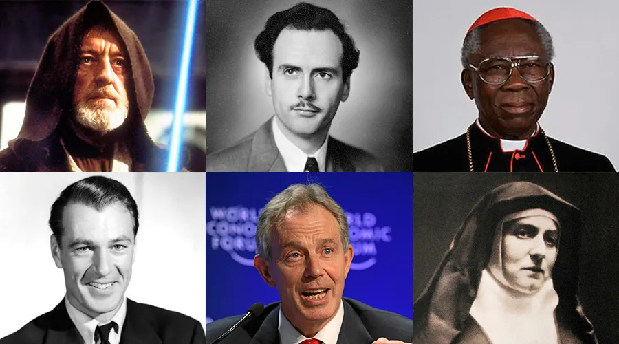 De izquierda a derecha: Sir Alec Guinness, Marshall McLuhan, Cardenal Francis Arinze, Gary Cooper, Tony Blair, Edith Stein / Crédito: Wikimedia Commons