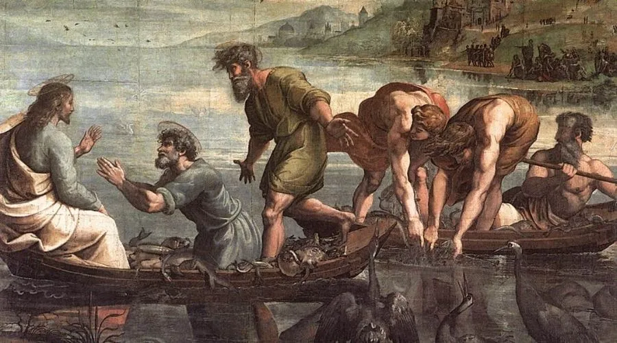 Pesca milagrosa. Pintura de Rafael Sanzio.