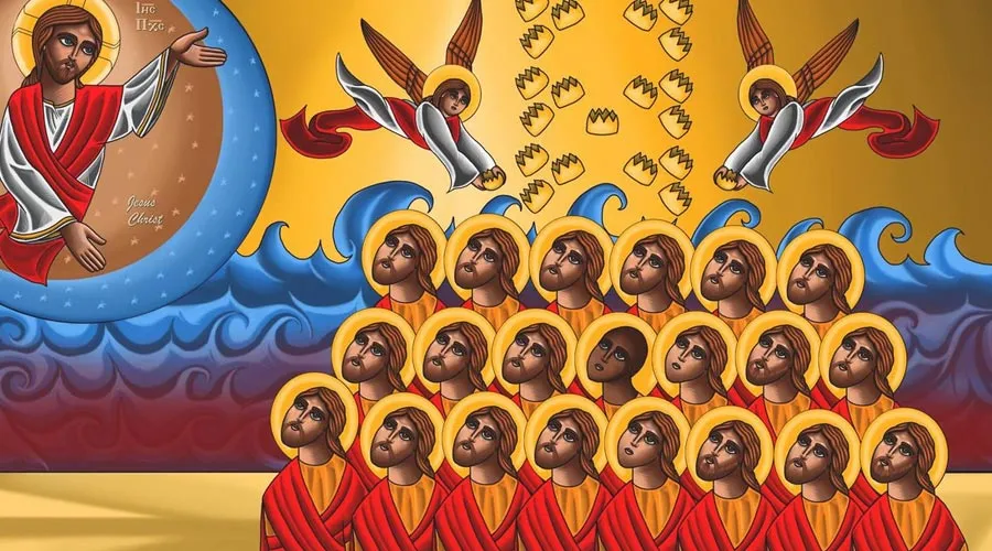 Pintura que representa el martirio de los 21 cristianos coptos elaborada por Tony Rezk / Difusión Tony Rezk
