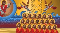 Pintura que representa el martirio de los 21 cristianos coptos elaborada por Tony Rezk / Difusión Tony Rezk