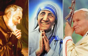 Foto : Pio Pietrelcina , Teresa Calcuta y Juan Pablo II 