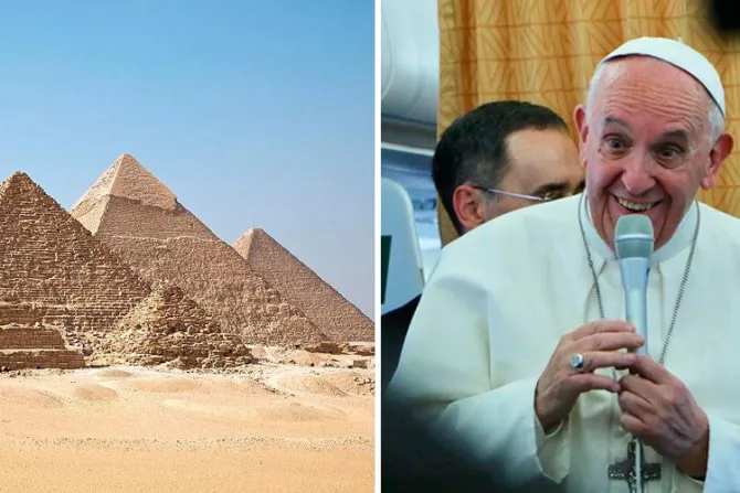 El Papa hace reír a periodistas con anécdota sobre pirámides de Egipto