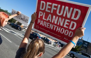 Cartel exigiendo cortar financiamiento pu00fablico a Planned Parenthood, en reciente manifestaciu00f3n pro-vida en Washington D.C. Foto: Flickr American Life League (CC-BY-NC-2.0) 