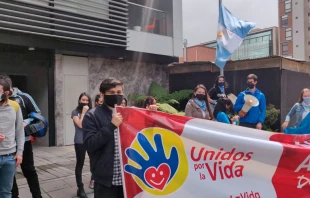 Plantu00f3n provida ante la embajada de Argentina en Colombia. Cru00e9dito: Unidos por la Vida 