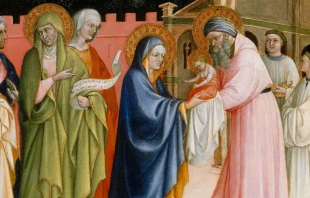 Presentaciu00f3n de la Virgen Maru00eda, cuadro de u00c1lvaro Pirez d'Evora - dominio pu00fablico 