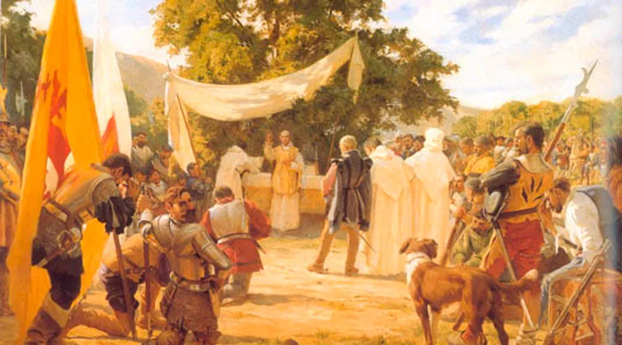 Primera Misa en Chile en 1520. Pintura de Pedro Subercaseaux de 1904. Dominio público