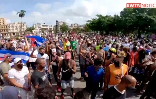 Protestas en Cuba. Cru00e9dito: EWTN Noticias (Captura de video) 