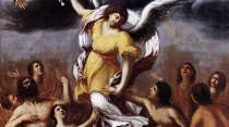 Extracto de una pintura de Ludovico Carracci donde se ve a un ángel liberando almas del purgatorio. Crédito: Wikipedia