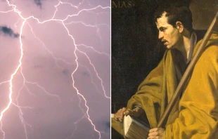 Imagen referencial de relu00e1mpago (foto recortada). Cru00e9dito: Ruzhugo27 - Wikipedia (CC BY-SA 3.0) / Santo Tomu00e1s Apu00f3stol. Cru00e9dito: Dominio Pu00fablico - Wikimedia Commons 