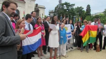 Representantes de la sociedad civil pro-vida y pro-familia en exteriores de sede de la OEA, Washington D.C.