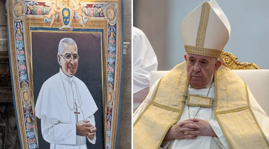 Retrato del Beato Juan Pablo I y Papa Francisco. Crédito: Daniel Ibáñez / ACI Prensa?w=200&h=150