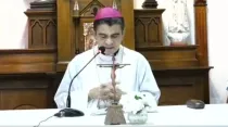 Mons. Rolando Álvarez en Misa transmitida el 18 de agosto desde la casa episcopal de Matagalpa. Crédito: Diócesis de Matagalpa.
