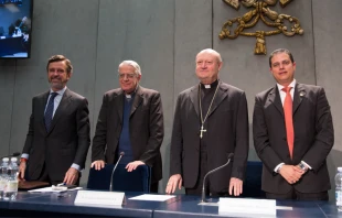 Los participantes en la conferencia de prensa de presentaciu00f3n. Foto: Daniel Ibu00e1u00f1ez / ACI Prensa 