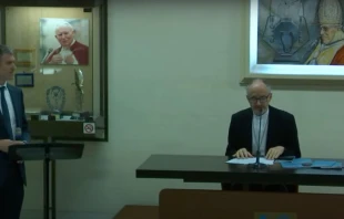 Primera rueda de prensa del Vaticano tras la pandemia. Foto: Captura YouTube 