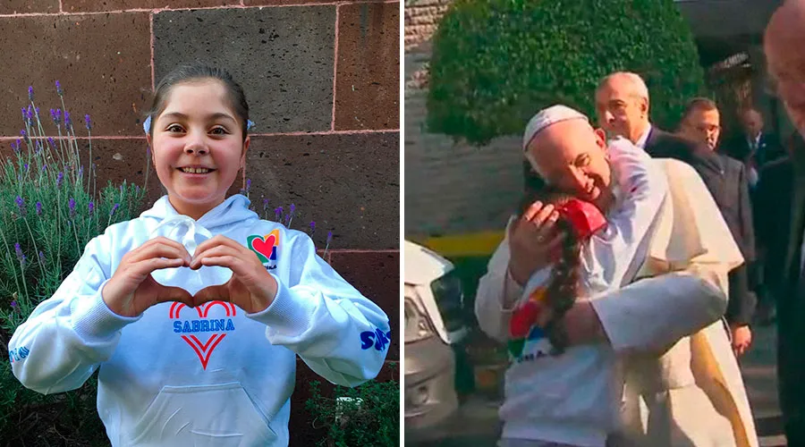 Foto : Sabrina y el abrazo del Papa Crédito : Karla Robles - (CapturaVideo)?w=200&h=150