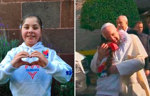 Foto : Sabrina y el abrazo del Papa Cru00e9dito : Karla Robles - (CapturaVideo)  Karla Robles - (CapturaVideo)