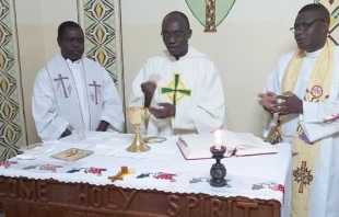 Sacerdotes celebran la Misa en Zambia. Cru00e9dito: ACN. 