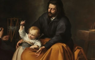 Pintura de San Josu00e9 y el Niu00f1o Jesu00fas. Autor: Bartolomu00e9 Esteban Murillo. 