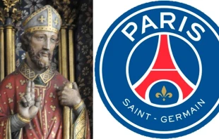 San Germán de París. Crédito: Diócesis de París - Jean-Michel Touche / Logo del PSG: Crédito: MessiOne1  CC BY-SA 4.0
