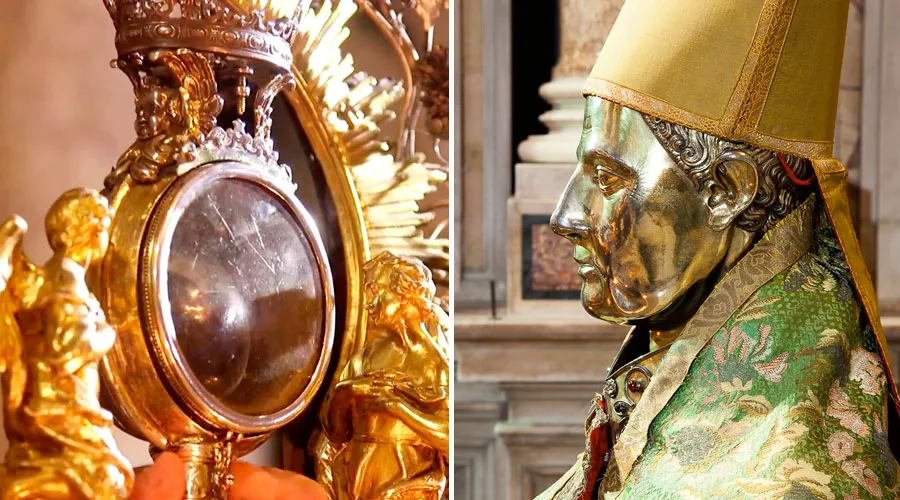El relicario donde se conserva la sangre de San Genaro y un busto del santo. Crédito: Facebook Cappella di San Gennaro