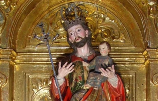 La imagen del Seu00f1or San Josu00e9 que fue robada en Bledos, San Luis Potosu00ed (Mu00e9xico). Cru00e9dito: INAH 