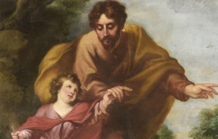 Pintura de San Josu00e9 y el Niu00f1o Jesu00fas de Bartolomu00e9 Esteban Murillo. Cru00e9ditos: Dominio Pu00fablico 