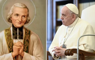 San Juan Maru00eda Vianney. Cru00e9dito: Dominio Pu00fablico. Papa Francisco. Cru00e9dito: Vatican Media 