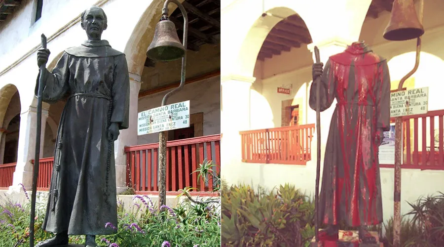 Estatua de San Junípero Serra en la Antigua Misión de Santa Bárbara / Crédito: Edhad?w=200&h=150