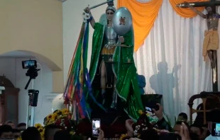La imagen de San Miguel Arcu00e1ngel en su parroquia en Masaya. Cru00e9dito: Parroquia San Miguel Arcu00e1ngel Masaya 