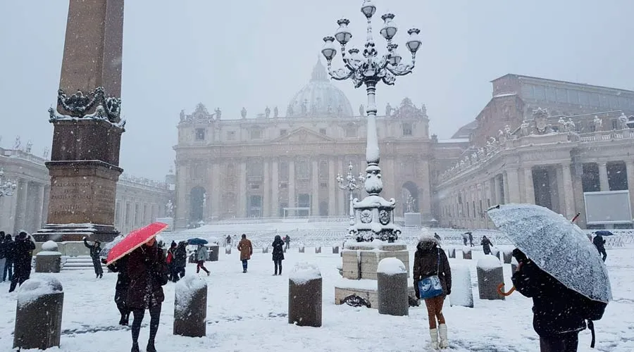 La Basílica de San Pedro y la Plaza de San Pedro cubiertas de nieve. Foto: Alexey Gotovsky?w=200&h=150