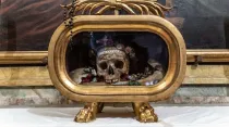 Cráneo de San Valentín en Santa María en Cosmedín, Roma. Crédito: Daniel Ibáñez/ACI Prensa