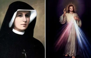 Santa Faustina Kowalska y pintura del Seu00f1or de la Divina Misericordia. Imu00e1genes de Dominio Pu00fablico. 