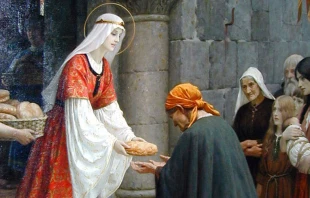 La caridad de Santa Isabel de Hungru00eda, pintura de 1895. Cru00e9dito: Dominio pu00fablico 