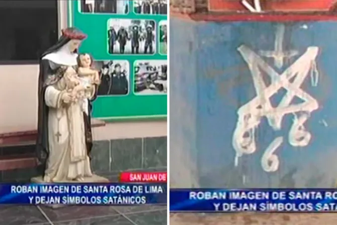 VIDEO: Roban imagen de Santa Rosa de Lima y dibujan símbolos satánicos en su urna