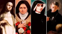 Santa Rosa de Lima, Santa Teresita de Lisieux y Santa Faustina Kowalska y San Gabriel de la Dolorosa.