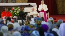 Discurso del Papa Francisco a los religiosos de República Democrática del Congo. Crédito: Elias Turk/ACI Prensa.