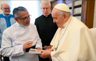 Audiencia del Papa Francisco con miembros de la Alianza Bu00edblica Universal. Cru00e9dito: Vatican Media 