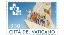 Sello para la Jornada Mundial de la Juventud Lisboa 2023. Crédito: Correo Vaticano y Oficina Filatélica Vaticana.