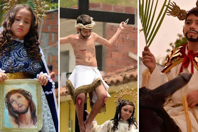 FOTOS: Niños protagonizan impresionantes procesiones de Semana Santa en Colombia