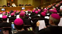 Trabajos del Sínodo de los Obispos en octubre. Foto: Daniel Ibáñez / ACI Prensa