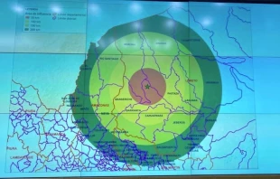 Mapa con el epicentro del sismo del 28 de noviembre en Amazonas, Peru00fa. Cru00e9dirto: Instituto Nacional de Defensa Civil / Twitter. 