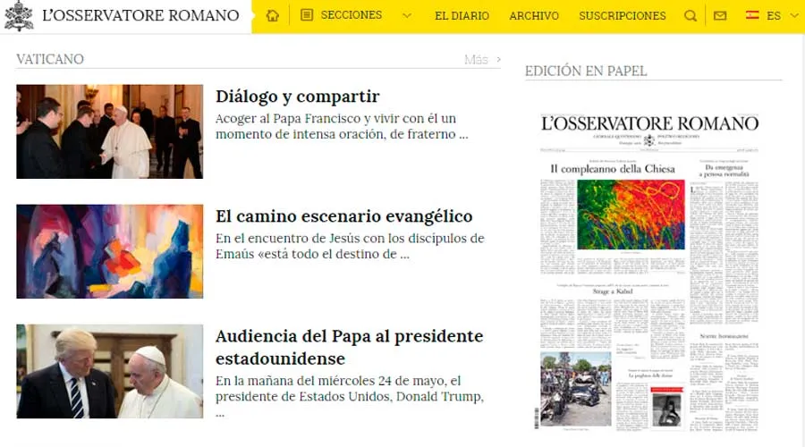 Sitio web de la edición en español de L’Osservatore Romano / Captura de Pantalla