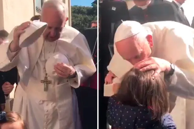 VIDEO: La broma del solideo que hizo el Papa Francisco a una niña en Fátima